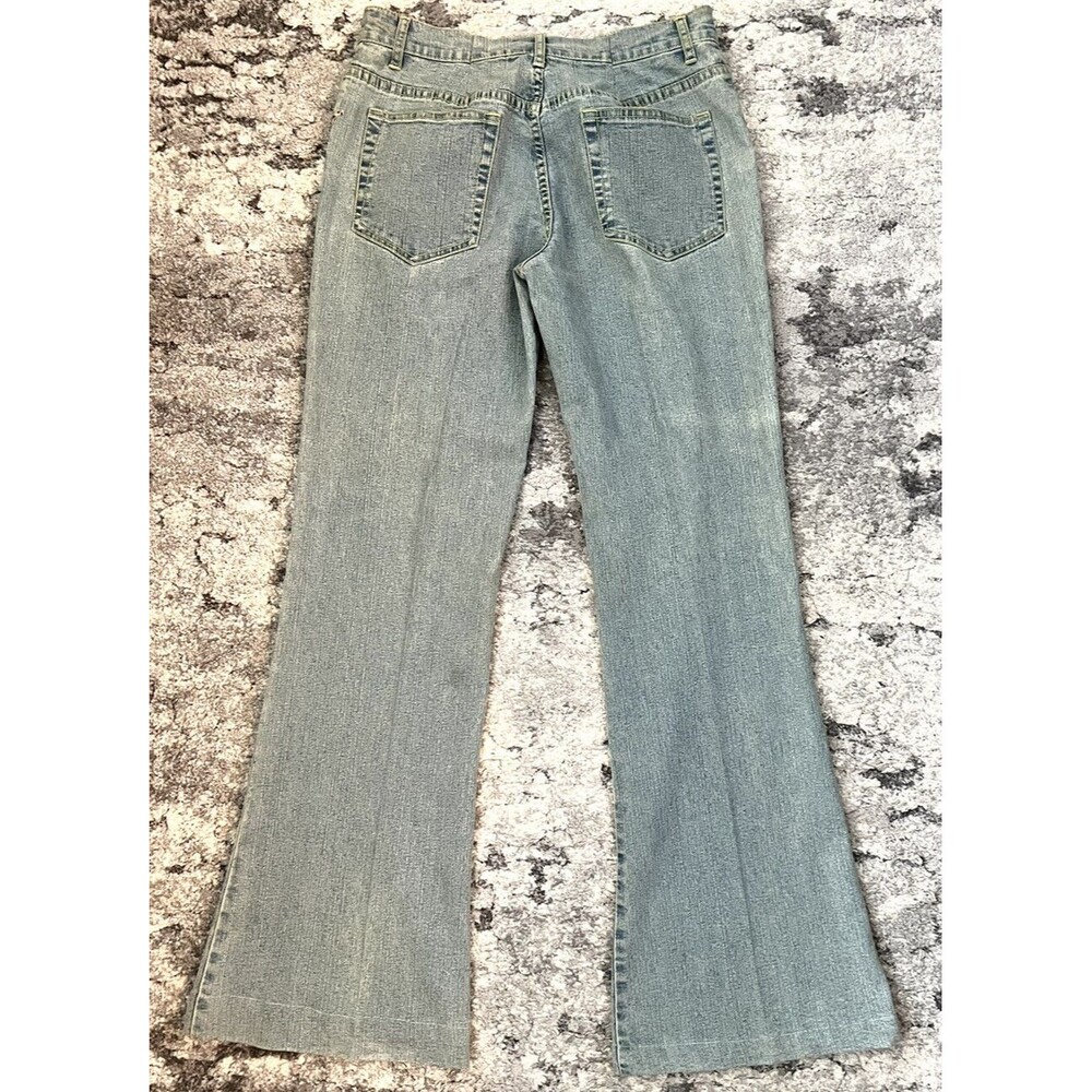 Azita Blue Light Wash Flower Beaded Pocket Flare Leg Jeans Size 30 - Picture 4 of 8
